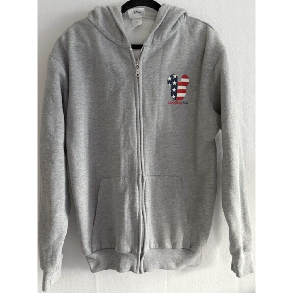 Walt Disney World Sweater Men Large Gray Hooded  Full Zip Logo‎ Casual